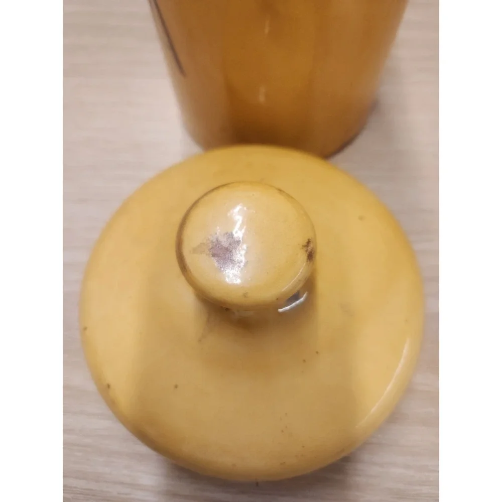 Vintage MCM Holiday Designs Tea Lidded Ceramic Canister‎ Harvest Yellow Mushroom
